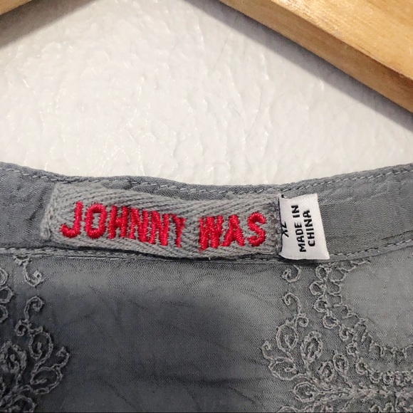 Johnny Was Embroidered floral tunic top grey XL - Picture 7 of 7